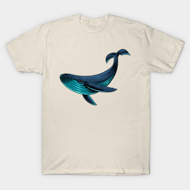 Big Whale Illustration T-Shirt by hazamaxx7